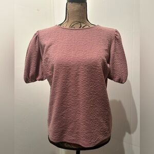 a new day Textured Mauve Puff Sleeve Top
